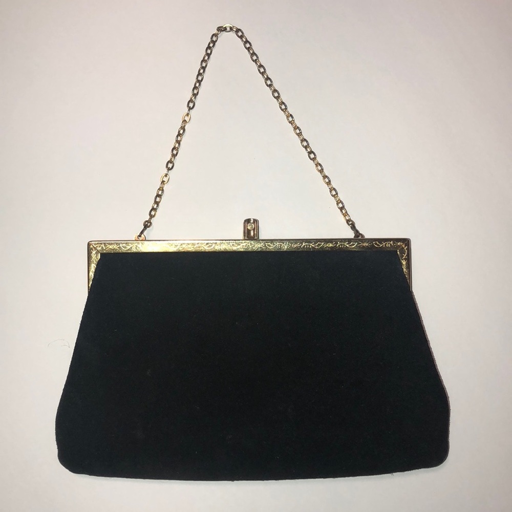 Black Suede 1950s Vintage Purse